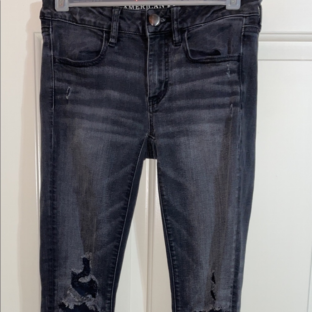 AEO black skinny ripped jeans (jeggins)